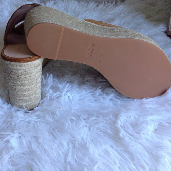 New Kate Spade Tabby Wedge Mules In Toast - Picture 7 of 10